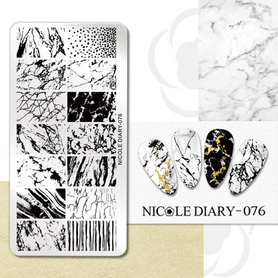 NICOLE DIARY Blue Butterfly Nail Art tempelplaat Love Heart Wave Line Image Küünetempli mallid UV-geel-lakiga trükitööriistad