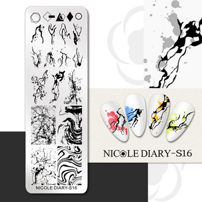 NICOLE DIARY Blue Butterfly Nail Art tempelplaat Love Heart Wave Line Image Küünetempli mallid UV-geel-lakiga trükitööriistad