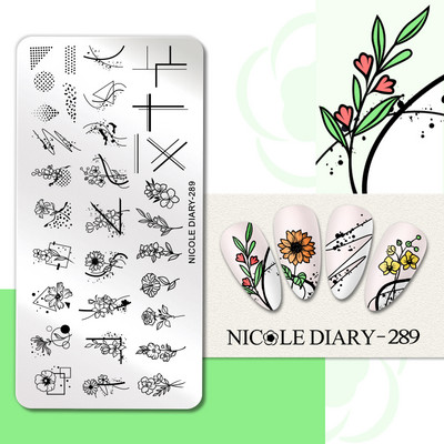 NICOLE DIARY Blue Butterfly Nail Art tempelplaat Love Heart Wave Line Image Küünetempli mallid UV-geel-lakiga trükitööriistad