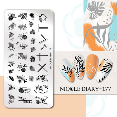NICOLE DIARY Blue Butterfly Nail Art tempelplaat Love Heart Wave Line Image Küünetempli mallid UV-geel-lakiga trükitööriistad
