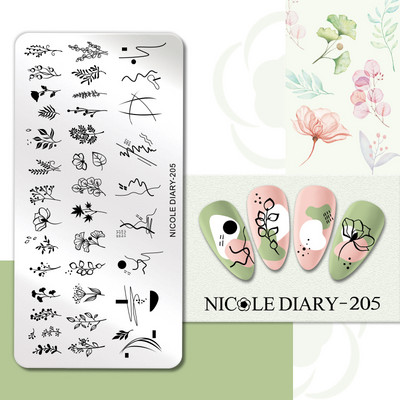 NICOLE DIARY Blue Butterfly Nail Art tempelplaat Love Heart Wave Line Image Küünetempli mallid UV-geel-lakiga trükitööriistad