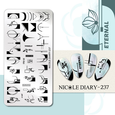NICOLE DIARY Blue Butterfly Nail Art tempelplaat Love Heart Wave Line Image Küünetempli mallid UV-geel-lakiga trükitööriistad