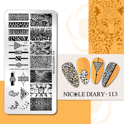 NICOLE DIARY Blue Butterfly Nail Art tempelplaat Love Heart Wave Line Image Küünetempli mallid UV-geel-lakiga trükitööriistad