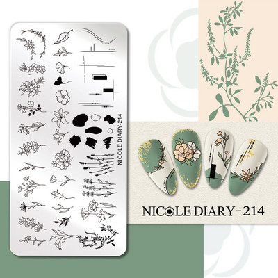 NICOLE DIARY Blue Butterfly Nail Art tempelplaat Love Heart Wave Line Image Küünetempli mallid UV-geel-lakiga trükitööriistad