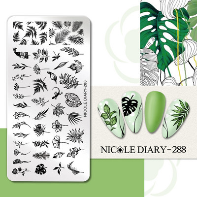 NICOLE DIARY Blue Butterfly Nail Art tempelplaat Love Heart Wave Line Image Küünetempli mallid UV-geel-lakiga trükitööriistad