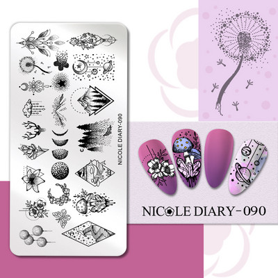 NICOLE DIARY Blue Butterfly Nail Art tempelplaat Love Heart Wave Line Image Küünetempli mallid UV-geel-lakiga trükitööriistad