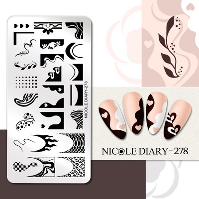 NICOLE DIARY Blue Butterfly Nail Art tempelplaat Love Heart Wave Line Image Küünetempli mallid UV-geel-lakiga trükitööriistad