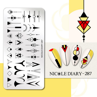 NICOLE DIARY Blue Butterfly Nail Art tempelplaat Love Heart Wave Line Image Küünetempli mallid UV-geel-lakiga trükitööriistad