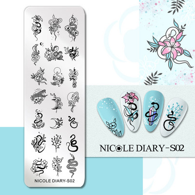 NICOLE DIARY Blue Butterfly Nail Art tempelplaat Love Heart Wave Line Image Küünetempli mallid UV-geel-lakiga trükitööriistad