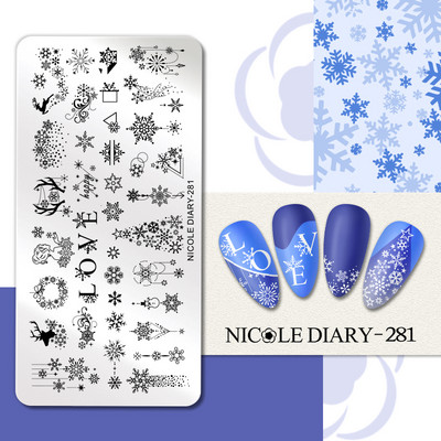 NICOLE DIARY Blue Butterfly Nail Art tempelplaat Love Heart Wave Line Image Küünetempli mallid UV-geel-lakiga trükitööriistad