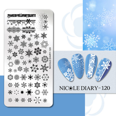 NICOLE DIARY Blue Butterfly Nail Art tempelplaat Love Heart Wave Line Image Küünetempli mallid UV-geel-lakiga trükitööriistad