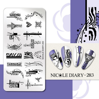 NICOLE DIARY Blue Butterfly Nail Art tempelplaat Love Heart Wave Line Image Küünetempli mallid UV-geel-lakiga trükitööriistad