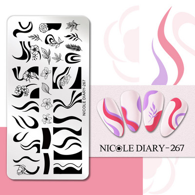 NICOLE DIARY Blue Butterfly Nail Art tempelplaat Love Heart Wave Line Image Küünetempli mallid UV-geel-lakiga trükitööriistad