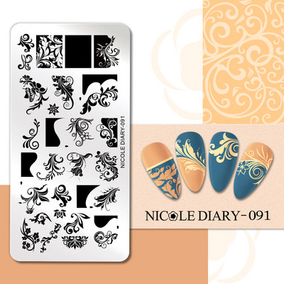 NICOLE DIARY Blue Butterfly Nail Art tempelplaat Love Heart Wave Line Image Küünetempli mallid UV-geel-lakiga trükitööriistad