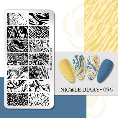 NICOLE DIARY Blue Butterfly Nail Art tempelplaat Love Heart Wave Line Image Küünetempli mallid UV-geel-lakiga trükitööriistad