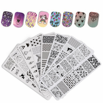 BeautyBigBang 6*12cm правоъгълни плочи за щамповане на нокти Summer Flower Geometry Nail Art Stamp Template Image Plate Stencils
