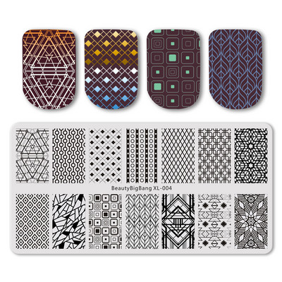 BeautyBigBang 6*12cm Ορθογώνια Πλάκες Σφράγισης Νυχιών Καλοκαιρινό Λουλούδι Γεωμετρία Νυχιών Πρότυπο Πρότυπο εικόνας Στένσιλ για πιάτο