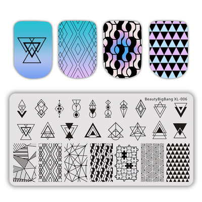 BeautyBigBang 6*12cm Ορθογώνια Πλάκες Σφράγισης Νυχιών Καλοκαιρινό Λουλούδι Γεωμετρία Νυχιών Πρότυπο Πρότυπο εικόνας Στένσιλ για πιάτο
