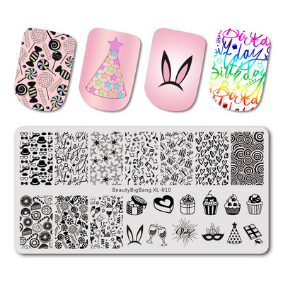 BeautyBigBang 6*12cm Ορθογώνια Πλάκες Σφράγισης Νυχιών Καλοκαιρινό Λουλούδι Γεωμετρία Νυχιών Πρότυπο Πρότυπο εικόνας Στένσιλ για πιάτο