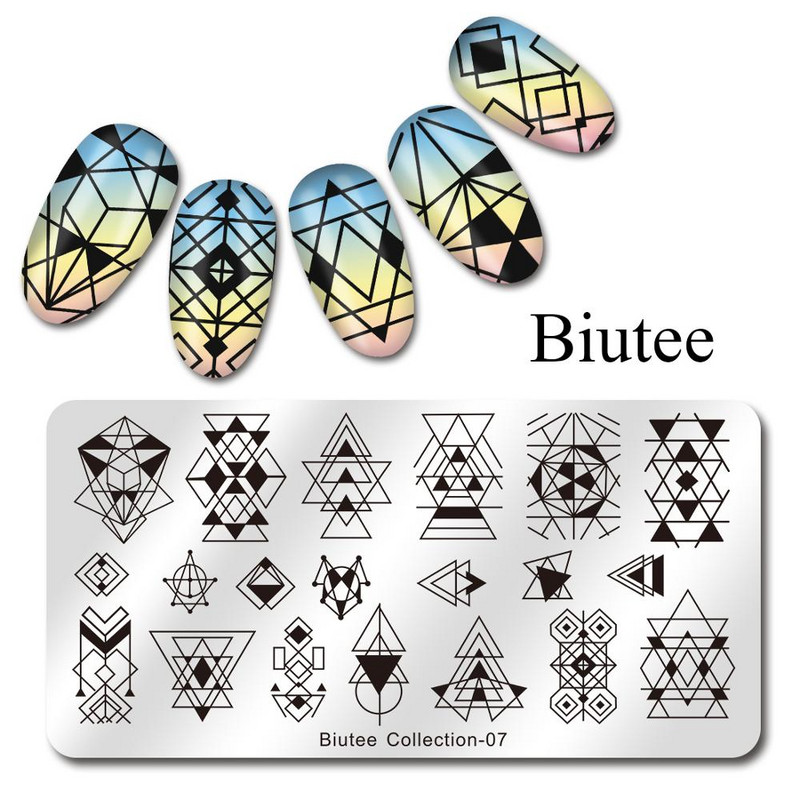 Biutee Πλάκες για σφράγιση νυχιών Stamper Scraper Πρότυπο νυχιών Λουλούδια γεωμετρικά μοτίβα Σχέδια νυχιών DIY Πιάτο σφραγίδας μανικιούρ