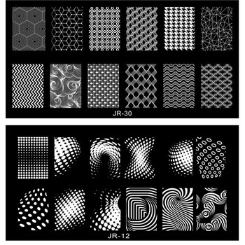 Geometry Nail ART Stencils Геометрични плочи за щамповане 6*12CM Маникюр Направи си сам плоча за щамповане с изображения Многократна плоча за щамповане на нокти #JR30