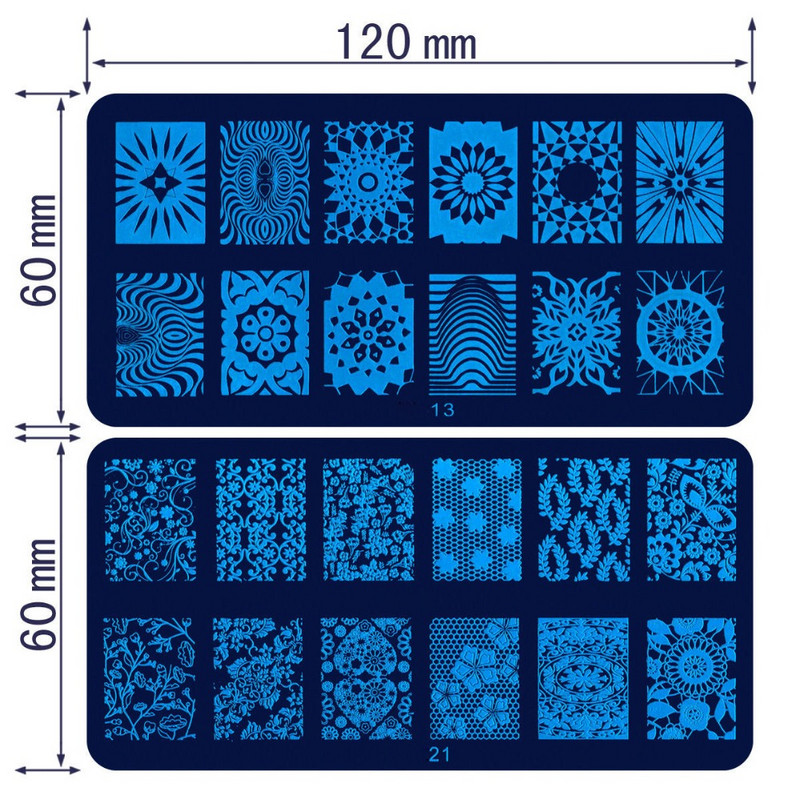 Geometry Nail ART Stencils Geometric Stamping Plates 6*12CM Μανικιούρ DIY Stamping Image Plate Reusable Nail Stamp Plate #JR30