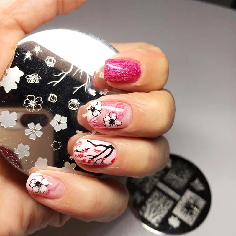 1 τεμ. Στρογγυλές πλάκες σφράγισης νυχιών με νιφάδα χιονιού 5,5*5,5 cm αστερισμός Σφραγίδα νυχιών από ανοξείδωτο χάλυβα για Χριστουγεννιάτικο πρότυπο μανικιούρ D-1