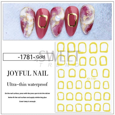 3D-pronksjas kuldtriibulised kleebised küüntele Ebaregulaarne raam Marmorist disain Nail Art Dekoratsioon Kleebised Liugurid Maniküüri fooliumid