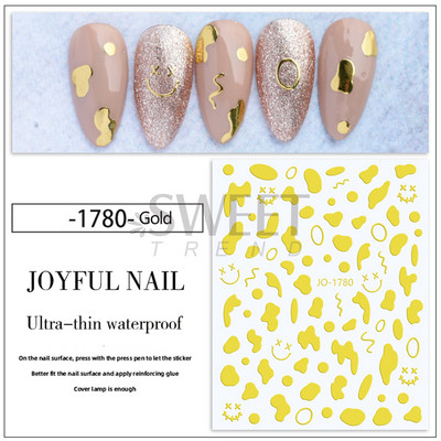 3D-pronksjas kuldtriibulised kleebised küüntele Ebaregulaarne raam Marmorist disain Nail Art Dekoratsioon Kleebised Liugurid Maniküüri fooliumid