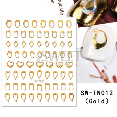 3D-pronksjas kuldtriibulised kleebised küüntele Ebaregulaarne raam Marmorist disain Nail Art Dekoratsioon Kleebised Liugurid Maniküüri fooliumid
