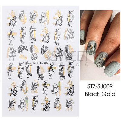 3D-pronksjas kuldtriibulised kleebised küüntele Ebaregulaarne raam Marmorist disain Nail Art Dekoratsioon Kleebised Liugurid Maniküüri fooliumid