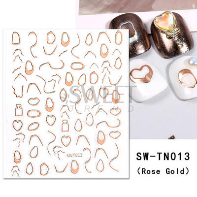 3D-pronksjas kuldtriibulised kleebised küüntele Ebaregulaarne raam Marmorist disain Nail Art Dekoratsioon Kleebised Liugurid Maniküüri fooliumid