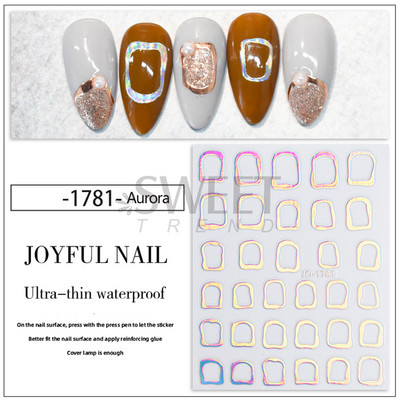 3D-pronksjas kuldtriibulised kleebised küüntele Ebaregulaarne raam Marmorist disain Nail Art Dekoratsioon Kleebised Liugurid Maniküüri fooliumid