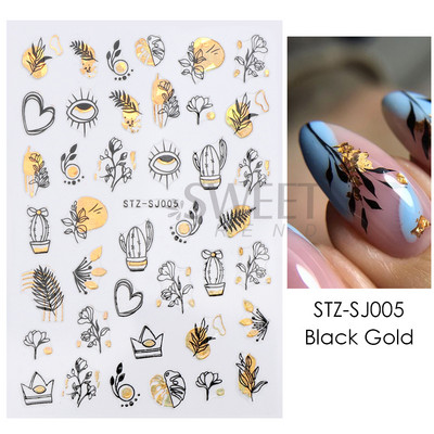 3D-pronksjas kuldtriibulised kleebised küüntele Ebaregulaarne raam Marmorist disain Nail Art Dekoratsioon Kleebised Liugurid Maniküüri fooliumid