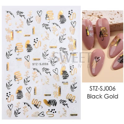 3D-pronksjas kuldtriibulised kleebised küüntele Ebaregulaarne raam Marmorist disain Nail Art Dekoratsioon Kleebised Liugurid Maniküüri fooliumid