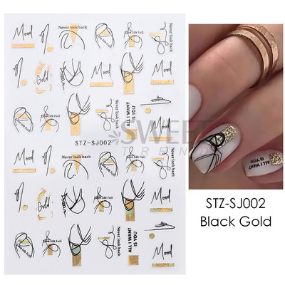 3D-pronksjas kuldtriibulised kleebised küüntele Ebaregulaarne raam Marmorist disain Nail Art Dekoratsioon Kleebised Liugurid Maniküüri fooliumid