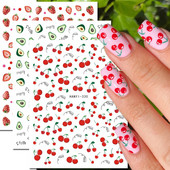 Nail Art Decals Φρούτα Πορτοκαλί Κεράσι Λεμόνι Αβοκάντο Φράουλα Καρπούζι Πίσω Κόλλα Αυτοκόλλητα νυχιών Διακόσμηση για Συμβουλές Νυχιών Ομορφιά