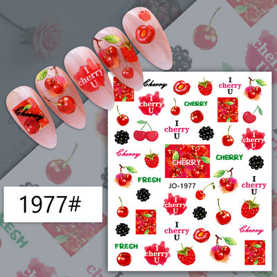 Nail Art Decals Φρούτα Πορτοκαλί Κεράσι Λεμόνι Αβοκάντο Φράουλα Καρπούζι Πίσω Κόλλα Αυτοκόλλητα νυχιών Διακόσμηση για Συμβουλές Νυχιών Ομορφιά