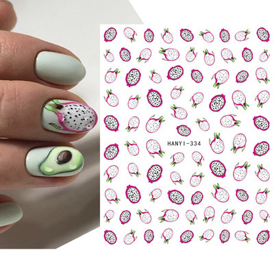 Nail Art Decals Φρούτα Πορτοκαλί Κεράσι Λεμόνι Αβοκάντο Φράουλα Καρπούζι Πίσω Κόλλα Αυτοκόλλητα νυχιών Διακόσμηση για Συμβουλές Νυχιών Ομορφιά