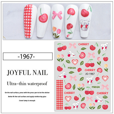 Nail Art Decals Φρούτα Πορτοκαλί Κεράσι Λεμόνι Αβοκάντο Φράουλα Καρπούζι Πίσω Κόλλα Αυτοκόλλητα νυχιών Διακόσμηση για Συμβουλές Νυχιών Ομορφιά