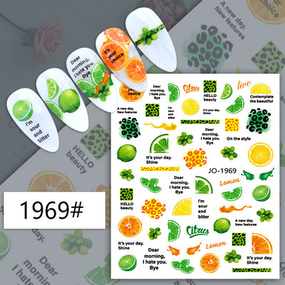 Nail Art Decals Φρούτα Πορτοκαλί Κεράσι Λεμόνι Αβοκάντο Φράουλα Καρπούζι Πίσω Κόλλα Αυτοκόλλητα νυχιών Διακόσμηση για Συμβουλές Νυχιών Ομορφιά