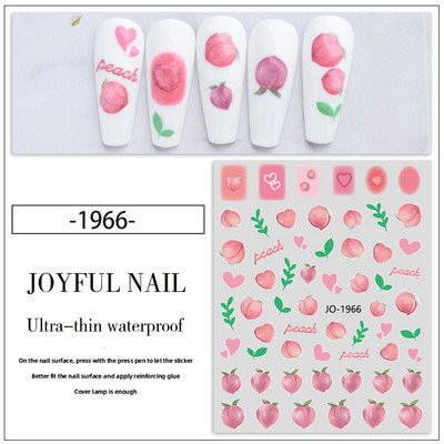 Nail Art Decals Φρούτα Πορτοκαλί Κεράσι Λεμόνι Αβοκάντο Φράουλα Καρπούζι Πίσω Κόλλα Αυτοκόλλητα νυχιών Διακόσμηση για Συμβουλές Νυχιών Ομορφιά