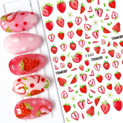 Nail Art Decals Φρούτα Πορτοκαλί Κεράσι Λεμόνι Αβοκάντο Φράουλα Καρπούζι Πίσω Κόλλα Αυτοκόλλητα νυχιών Διακόσμηση για Συμβουλές Νυχιών Ομορφιά