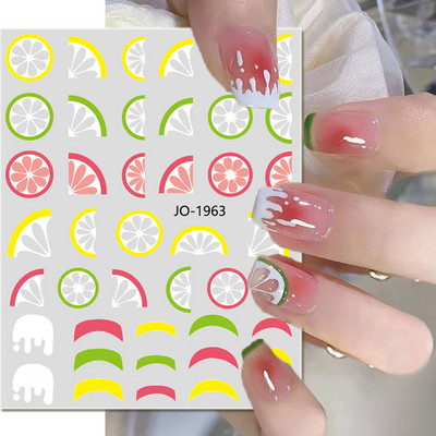 Nail Art Decals Φρούτα Πορτοκαλί Κεράσι Λεμόνι Αβοκάντο Φράουλα Καρπούζι Πίσω Κόλλα Αυτοκόλλητα νυχιών Διακόσμηση για Συμβουλές Νυχιών Ομορφιά