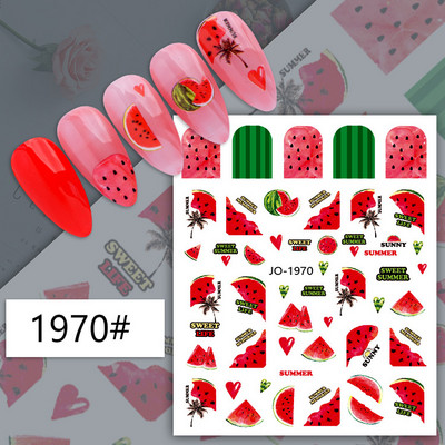 Nail Art Decals Φρούτα Πορτοκαλί Κεράσι Λεμόνι Αβοκάντο Φράουλα Καρπούζι Πίσω Κόλλα Αυτοκόλλητα νυχιών Διακόσμηση για Συμβουλές Νυχιών Ομορφιά