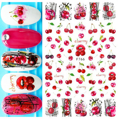 Nail Art Decals Φρούτα Πορτοκαλί Κεράσι Λεμόνι Αβοκάντο Φράουλα Καρπούζι Πίσω Κόλλα Αυτοκόλλητα νυχιών Διακόσμηση για Συμβουλές Νυχιών Ομορφιά