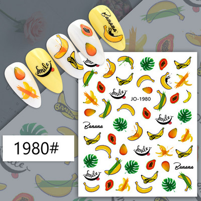 Nail Art Decals Φρούτα Πορτοκαλί Κεράσι Λεμόνι Αβοκάντο Φράουλα Καρπούζι Πίσω Κόλλα Αυτοκόλλητα νυχιών Διακόσμηση για Συμβουλές Νυχιών Ομορφιά