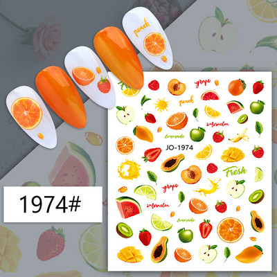 Nail Art Decals Φρούτα Πορτοκαλί Κεράσι Λεμόνι Αβοκάντο Φράουλα Καρπούζι Πίσω Κόλλα Αυτοκόλλητα νυχιών Διακόσμηση για Συμβουλές Νυχιών Ομορφιά