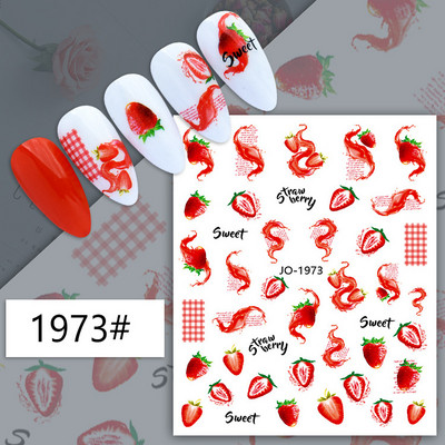Nail Art Decals Φρούτα Πορτοκαλί Κεράσι Λεμόνι Αβοκάντο Φράουλα Καρπούζι Πίσω Κόλλα Αυτοκόλλητα νυχιών Διακόσμηση για Συμβουλές Νυχιών Ομορφιά