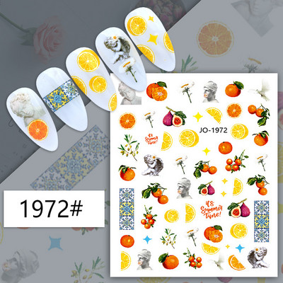 Nail Art Decals Φρούτα Πορτοκαλί Κεράσι Λεμόνι Αβοκάντο Φράουλα Καρπούζι Πίσω Κόλλα Αυτοκόλλητα νυχιών Διακόσμηση για Συμβουλές Νυχιών Ομορφιά
